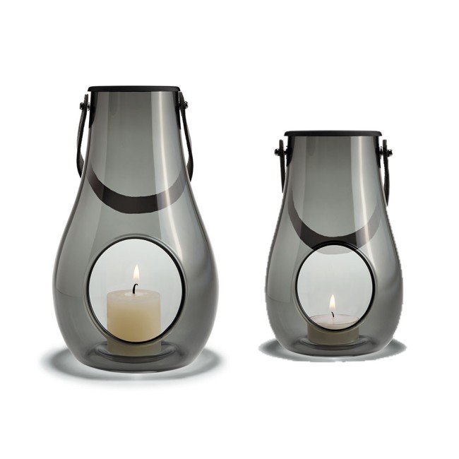 Holmegaard Design With Light lantern set (smoke), 25 cm and 16 cm